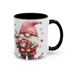 Valentine Gnome Holding Roses Mug , Accent Coffee Mug,Valentine Mug, Love Pattern Coffee Cup, Cute Gift for Her - photo 3
