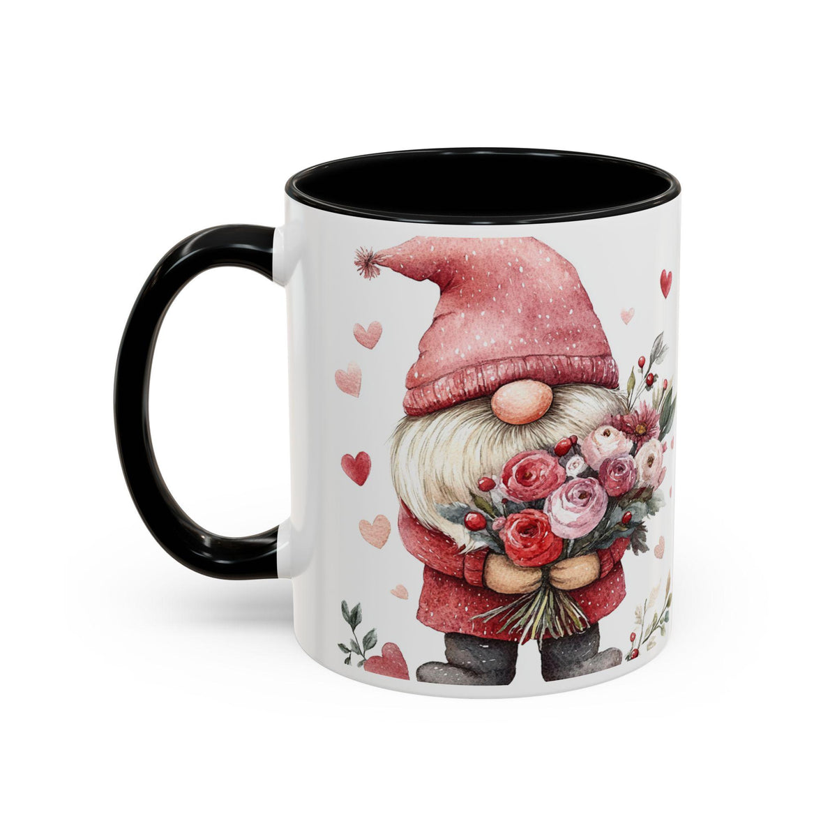 Valentine Gnome Holding Roses Mug , Accent Coffee Mug,Valentine Mug, Love Pattern Coffee Cup, Cute Gift for Her - photo 4