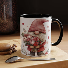 Valentine Gnome Holding Roses Mug , Accent Coffee Mug,Valentine Mug, Love Pattern Coffee Cup, Cute Gift for Her - photo 6