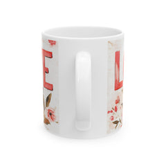 Love Floral Mug ,Ceramic Coffee Cup, Romantic Typography,Valentine Mug, Love Pattern Coffee Cup, Cute Gift for Her — 5
