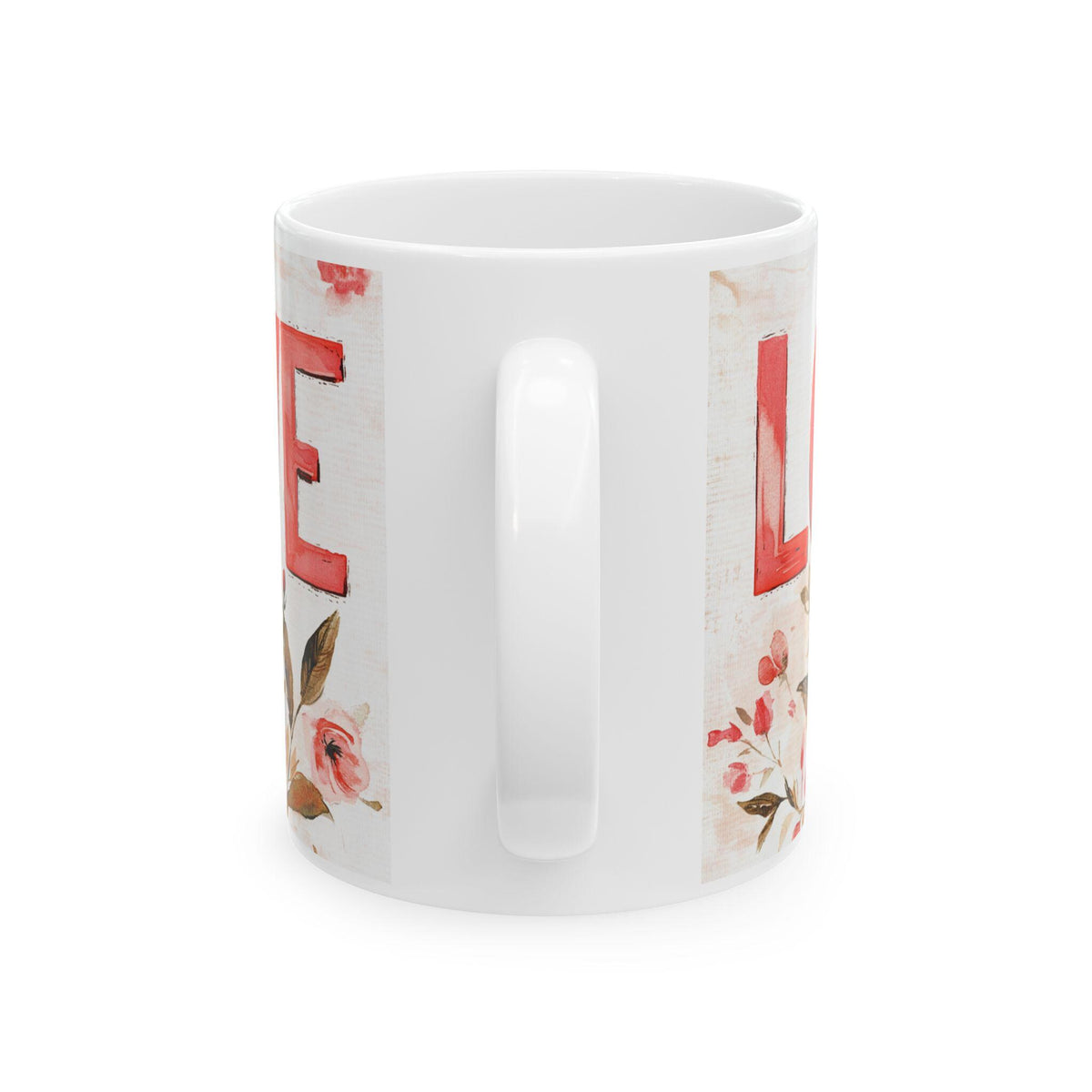 Love Floral Mug ,Ceramic Coffee Cup, Romantic Typography,Valentine Mug, Love Pattern Coffee Cup, Cute Gift for Her — 5