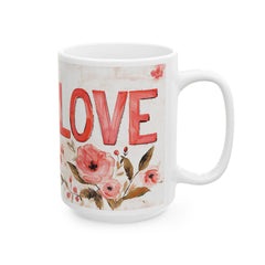 Love Floral Mug ,Ceramic Coffee Cup, Romantic Typography,Valentine Mug, Love Pattern Coffee Cup, Cute Gift for Her — 8