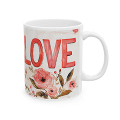 Love Floral Mug ,Ceramic Coffee Cup, Romantic Typography,Valentine Mug, Love Pattern Coffee Cup, Cute Gift for Her — 9