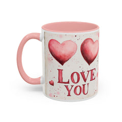 Watercolor Hearts Love You Mug ,Accent Coffee Mug,Valentine Mug, Love Pattern Coffee Cup, Cute Gift for Her — 10