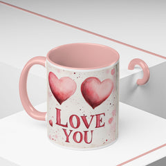Watercolor Hearts Love You Mug ,Accent Coffee Mug,Valentine Mug, Love Pattern Coffee Cup, Cute Gift for Her — 12