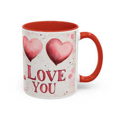 Watercolor Hearts Love You Mug ,Accent Coffee Mug,Valentine Mug, Love Pattern Coffee Cup, Cute Gift for Her — 14