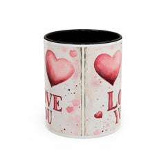 Watercolor Hearts Love You Mug ,Accent Coffee Mug,Valentine Mug, Love Pattern Coffee Cup, Cute Gift for Her — 2