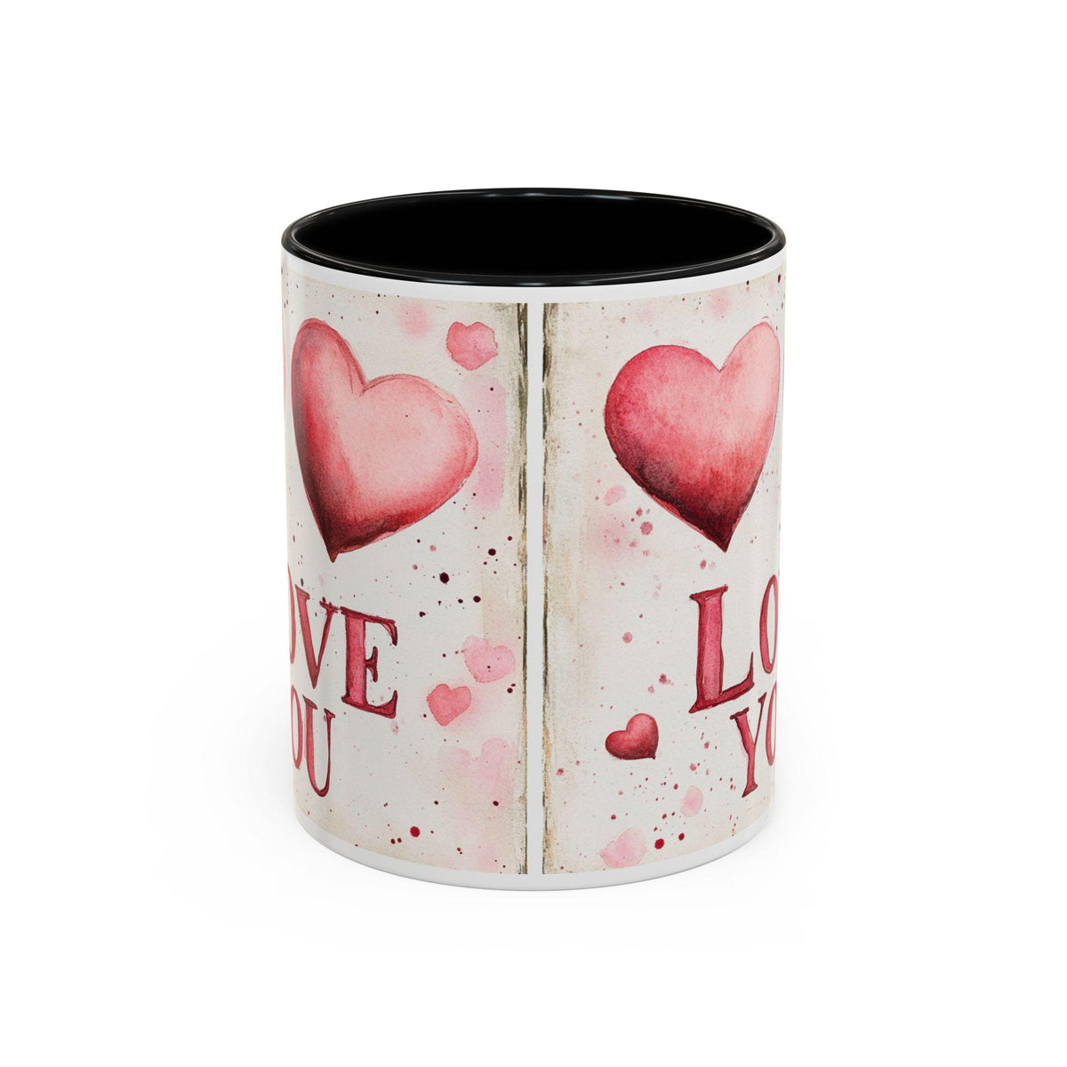 Watercolor Hearts Love You Mug ,Accent Coffee Mug,Valentine Mug, Love Pattern Coffee Cup, Cute Gift for Her — 2