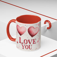 Watercolor Hearts Love You Mug ,Accent Coffee Mug,Valentine Mug, Love Pattern Coffee Cup, Cute Gift for Her — 20