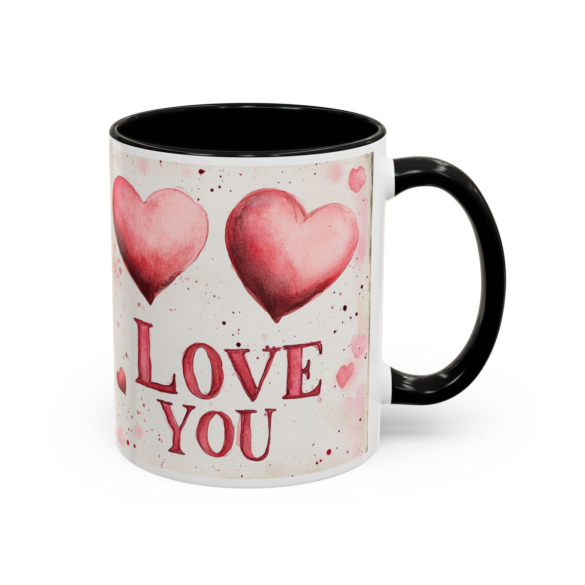 Watercolor Hearts Love You Mug ,Accent Coffee Mug,Valentine Mug, Love Pattern Coffee Cup, Cute Gift for Her — 3