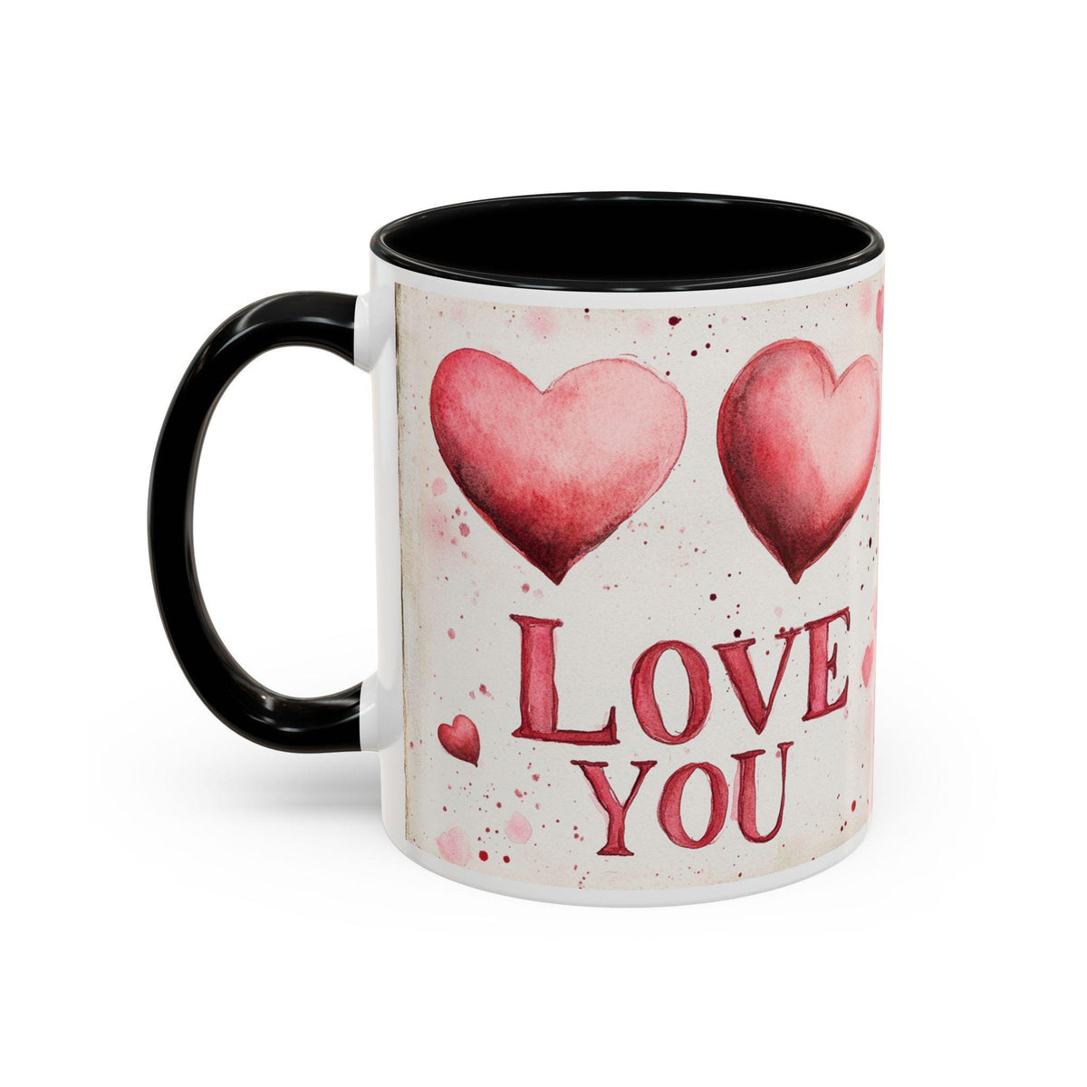 Watercolor Hearts Love You Mug ,Accent Coffee Mug,Valentine Mug, Love Pattern Coffee Cup, Cute Gift for Her — 4