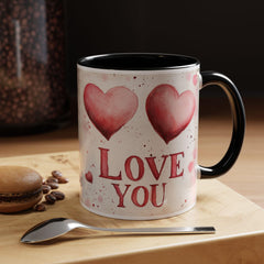 Watercolor Hearts Love You Mug ,Accent Coffee Mug,Valentine Mug, Love Pattern Coffee Cup, Cute Gift for Her — 6