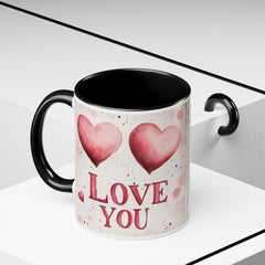 Watercolor Hearts Love You Mug ,Accent Coffee Mug,Valentine Mug, Love Pattern Coffee Cup, Cute Gift for Her — 7