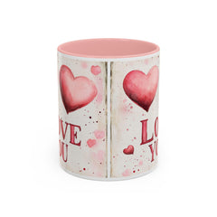 Watercolor Hearts Love You Mug ,Accent Coffee Mug,Valentine Mug, Love Pattern Coffee Cup, Cute Gift for Her — 8