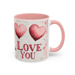 Watercolor Hearts Love You Mug ,Accent Coffee Mug,Valentine Mug, Love Pattern Coffee Cup, Cute Gift for Her — 9