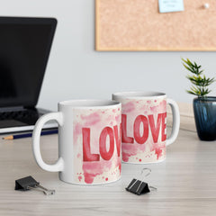 Love Watercolor Heart Mug , Romantic Red Script, Valentine Theme,Valentine Mug, Love Pattern Coffee Cup, Cute Gift for Her — 11