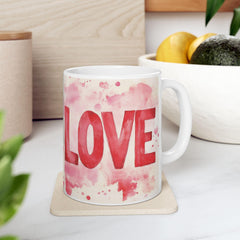 Love Watercolor Heart Mug , Romantic Red Script, Valentine Theme,Valentine Mug, Love Pattern Coffee Cup, Cute Gift for Her — 12