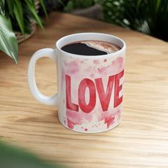 Love Watercolor Heart Mug , Romantic Red Script, Valentine Theme,Valentine Mug, Love Pattern Coffee Cup, Cute Gift for Her — 13