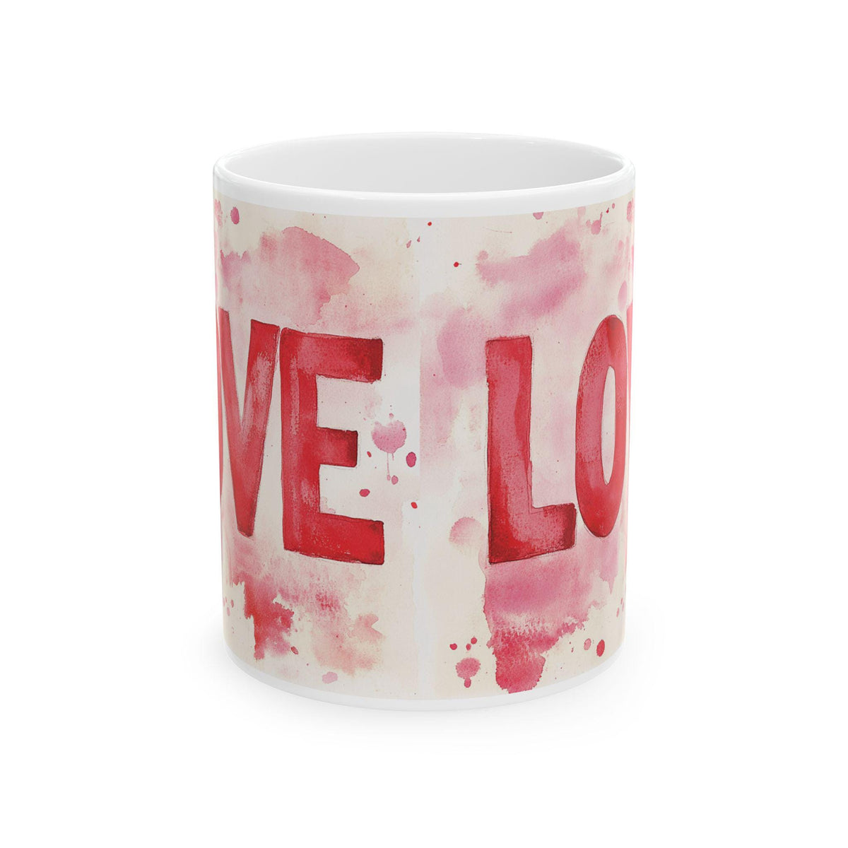 Love Watercolor Heart Mug , Romantic Red Script, Valentine Theme,Valentine Mug, Love Pattern Coffee Cup, Cute Gift for Her — 2