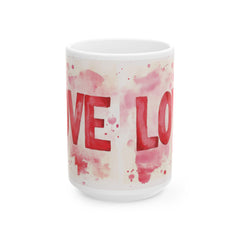 Love Watercolor Heart Mug , Romantic Red Script, Valentine Theme,Valentine Mug, Love Pattern Coffee Cup, Cute Gift for Her — 3