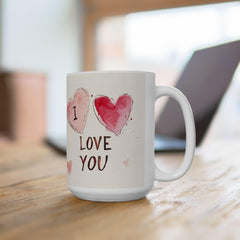 Watercolor Hearts I Love You Mug ,Ceramic Coffee Cup, Valentine Mug, Love Pattern Coffee Cup, Cute Gift for Her — 10
