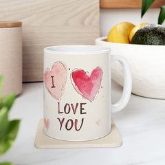 Watercolor Hearts I Love You Mug ,Ceramic Coffee Cup, Valentine Mug, Love Pattern Coffee Cup, Cute Gift for Her — 12
