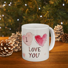 Watercolor Hearts I Love You Mug ,Ceramic Coffee Cup, Valentine Mug, Love Pattern Coffee Cup, Cute Gift for Her — 14