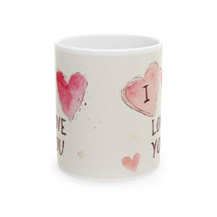 Watercolor Hearts I Love You Mug ,Ceramic Coffee Cup, Valentine Mug, Love Pattern Coffee Cup, Cute Gift for Her — 2