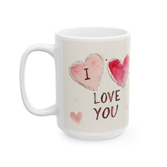 Watercolor Hearts I Love You Mug ,Ceramic Coffee Cup, Valentine Mug, Love Pattern Coffee Cup, Cute Gift for Her — 6