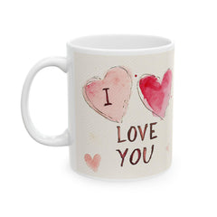 Watercolor Hearts I Love You Mug ,Ceramic Coffee Cup, Valentine Mug, Love Pattern Coffee Cup, Cute Gift for Her — 7
