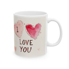 Watercolor Hearts I Love You Mug ,Ceramic Coffee Cup, Valentine Mug, Love Pattern Coffee Cup, Cute Gift for Her — 8