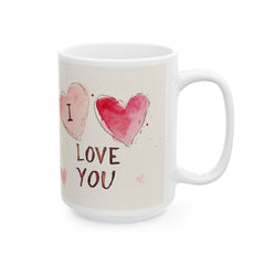 Watercolor Hearts I Love You Mug ,Ceramic Coffee Cup, Valentine Mug, Love Pattern Coffee Cup, Cute Gift for Her — 9