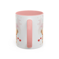 Watercolor Teddy with Heart Balloon Mug ,Accent Coffee Mug,Valentine Mug, Love Pattern Coffee Cup, Cute Gift for Her — 11
