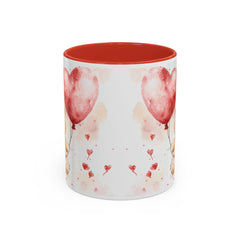 Watercolor Teddy with Heart Balloon Mug ,Accent Coffee Mug,Valentine Mug, Love Pattern Coffee Cup, Cute Gift for Her — 14