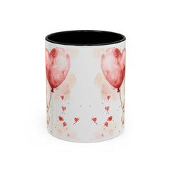 Watercolor Teddy with Heart Balloon Mug ,Accent Coffee Mug,Valentine Mug, Love Pattern Coffee Cup, Cute Gift for Her — 2