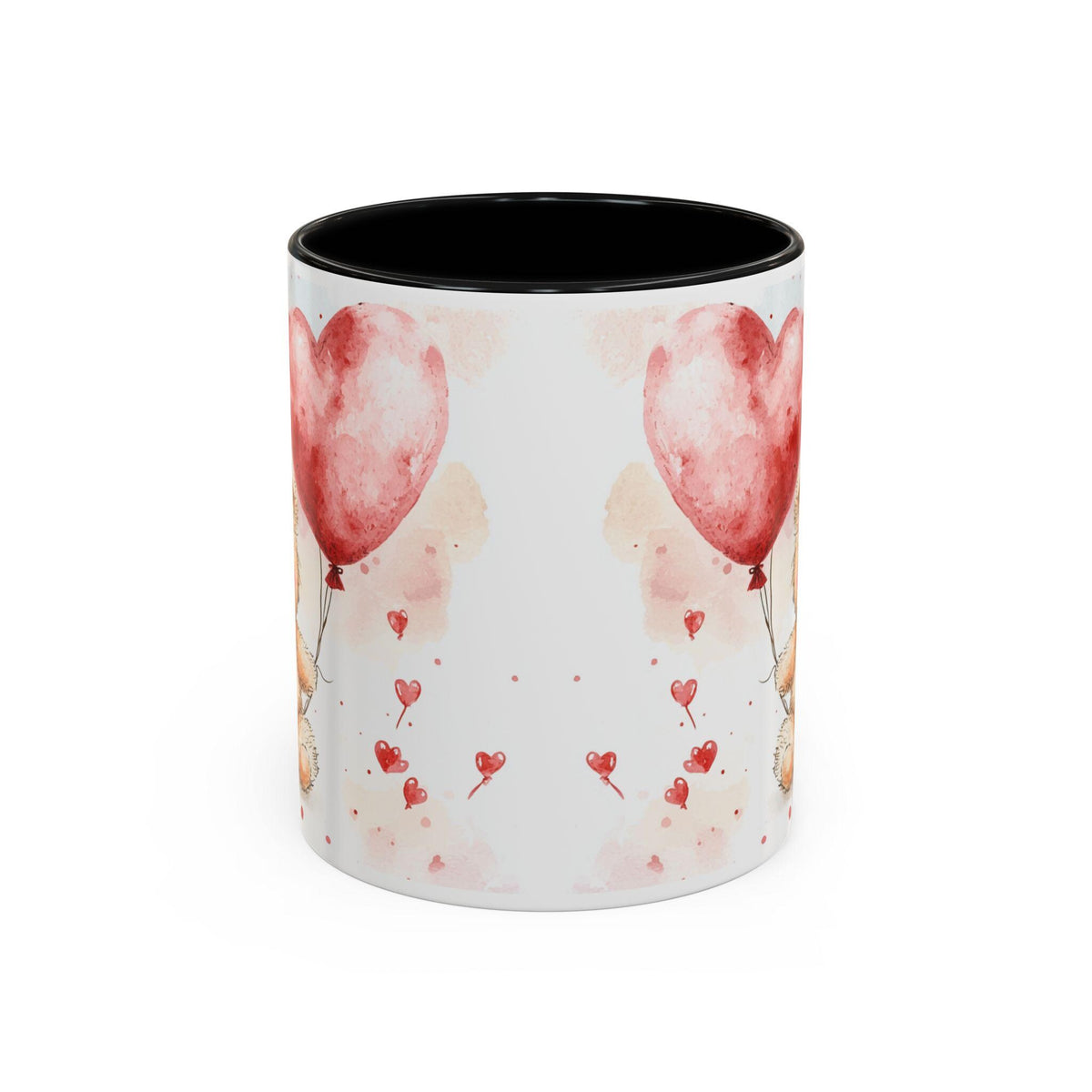 Watercolor Teddy with Heart Balloon Mug ,Accent Coffee Mug,Valentine Mug, Love Pattern Coffee Cup, Cute Gift for Her — 2