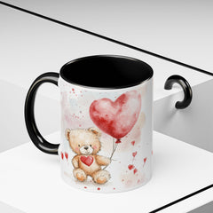 Watercolor Teddy with Heart Balloon Mug ,Accent Coffee Mug,Valentine Mug, Love Pattern Coffee Cup, Cute Gift for Her — 7
