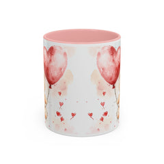 Watercolor Teddy with Heart Balloon Mug ,Accent Coffee Mug,Valentine Mug, Love Pattern Coffee Cup, Cute Gift for Her — 8