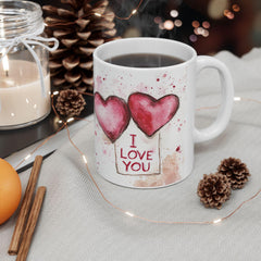 Watercolor Heart I Love You Mug , Ceramic Coffee Cup,Valentine Mug, Love Pattern Coffee Cup, Cute Gift for Her — 10