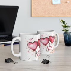 Watercolor Heart I Love You Mug , Ceramic Coffee Cup,Valentine Mug, Love Pattern Coffee Cup, Cute Gift for Her — 11