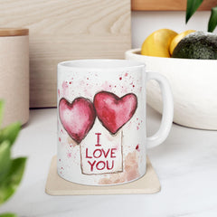 Watercolor Heart I Love You Mug , Ceramic Coffee Cup,Valentine Mug, Love Pattern Coffee Cup, Cute Gift for Her — 12