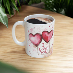 Watercolor Heart I Love You Mug , Ceramic Coffee Cup,Valentine Mug, Love Pattern Coffee Cup, Cute Gift for Her — 13