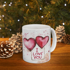 Watercolor Heart I Love You Mug , Ceramic Coffee Cup,Valentine Mug, Love Pattern Coffee Cup, Cute Gift for Her — 14
