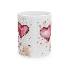 Watercolor Heart I Love You Mug , Ceramic Coffee Cup,Valentine Mug, Love Pattern Coffee Cup, Cute Gift for Her — 2