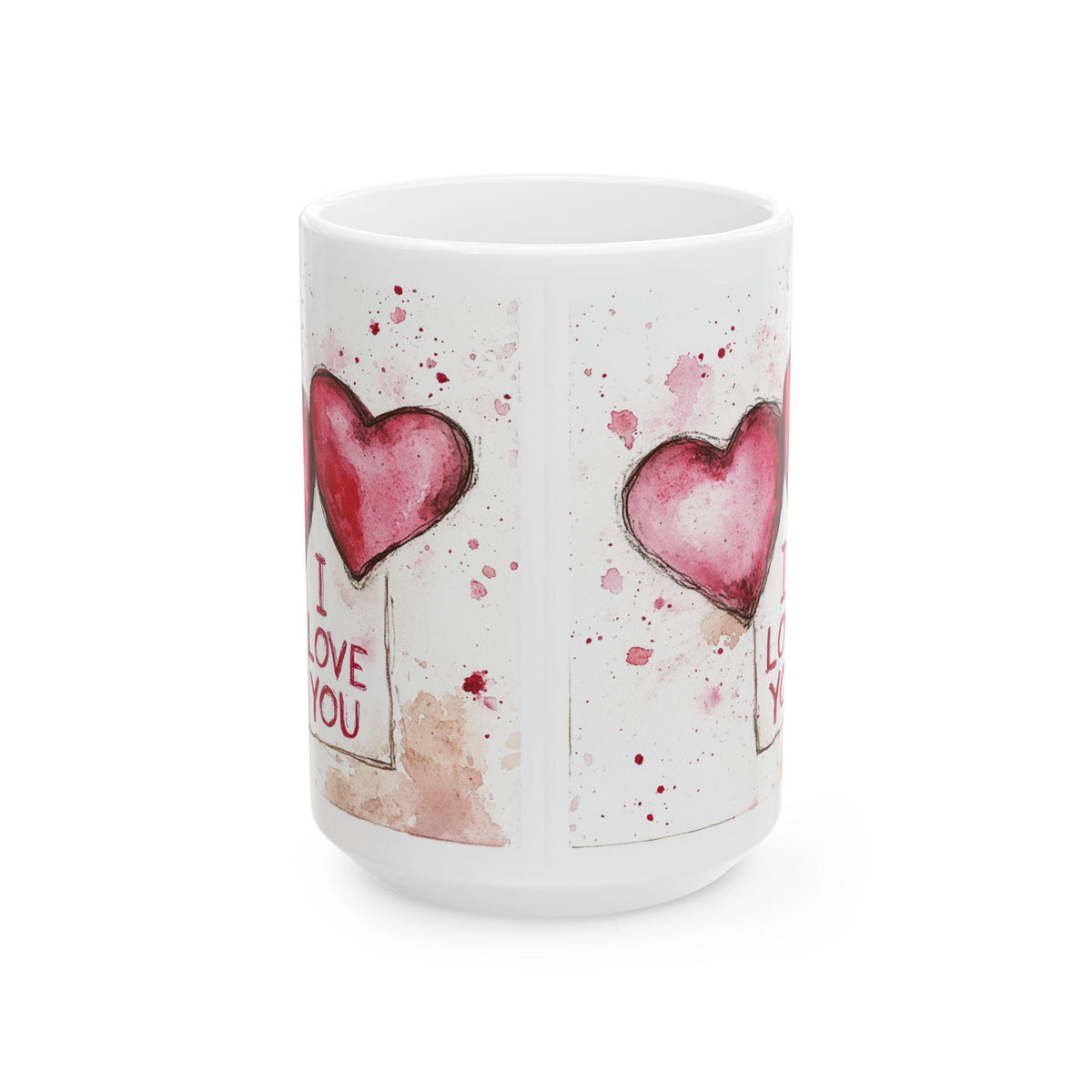 Watercolor Heart I Love You Mug , Ceramic Coffee Cup,Valentine Mug, Love Pattern Coffee Cup, Cute Gift for Her — 3