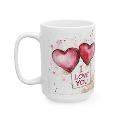 Watercolor Heart I Love You Mug , Ceramic Coffee Cup,Valentine Mug, Love Pattern Coffee Cup, Cute Gift for Her — 6