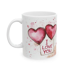 Watercolor Heart I Love You Mug , Ceramic Coffee Cup,Valentine Mug, Love Pattern Coffee Cup, Cute Gift for Her — 7