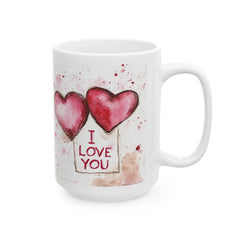 Watercolor Heart I Love You Mug , Ceramic Coffee Cup,Valentine Mug, Love Pattern Coffee Cup, Cute Gift for Her — 8