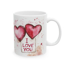 Watercolor Heart I Love You Mug , Ceramic Coffee Cup,Valentine Mug, Love Pattern Coffee Cup, Cute Gift for Her — 9