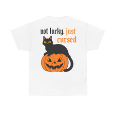 Halloween Cat Tee: Not Lucky, Just Cursed - Spooky T-Shirt